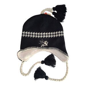 San Jose Sharks NHL Zephyr Adult Black Beanie w/ Tassels Winter Hat Beanie NWT